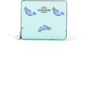 Coach Blue Dolphin Print Snap Wallet NWT CK436